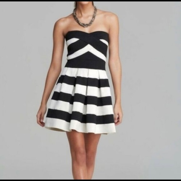 BCBG Maxazria black white striped S evening dress - Picture 1 of 12